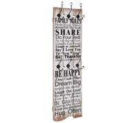 VIDAXL - Appendiabiti Da Parete Con 6 Ganci Family Rules 120x40 Cm