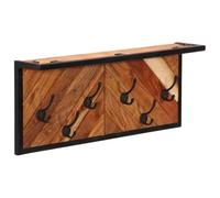vidaXL Appendiabiti da Parete con 6 Ganci in Legno Massello di Acacia, scaffale a Muro, scaffale espositivo, espositore a Muro, scaffale pensile