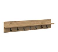 vidaXL Appendiabiti da parete con vano portaoggetti 100 x 10,5 x 18 cm in rovere artisano rivestito in legno con gancio marrone per cappotti