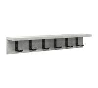 vidaXL Appendiabiti da Parete in Legno Grigio Cemento, 60 x 10.5 cm, con Ganci e Ripiani. Perfetto per Tenere in Ordine l'ingresso, dal Design Moderno, è Una Soluzione Pratica per Il corridoio.
