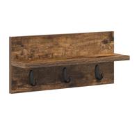 vidaXL Appendiabiti da parete in rovere fumo, con ripiano e gancio, dimensioni: 40 x 10,5 x 18 cm, ideale per interni
