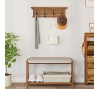 vidaXL Appendiabiti Montato a Muro Naturale 70 x 10 x 20 cm, Attaccapanni Vintage Elegante, Supporto Murale in Teak, Hanger Robusto, Salvaspazio per Ingressi, Design Classico
