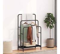 vidaXL Appendiabiti moderno in rovere nero, misura 60 x 30 x 100,5 cm. Realizzato in legno compensato e con un telaio in acciaio, è resistente ed elegante. Ideale per risparmiare spazio, funziona come