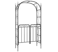 vidaXL Arco da giardino con cancello, arco per rose, pergolato, prato, cortile, patio, matrimonio, supporto per la crescita, traliccio in metallo, resistente alle intemperie, nero, 108 x 45 x 235 cm,