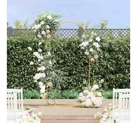 vidaXL Arco Nuziale Oro 100 x 39 x 200 cm Acciaio, Caratteristica da Giardino ad Arco, Struttura Moderna per Esterni, Supporto per Piante Rampicanti, Decorazione per Terrazza