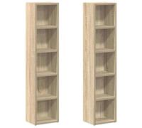 vidaXL Armadi CD 2 pezzi Rovere Sonoma 21x16x93,5 cm Truciolare