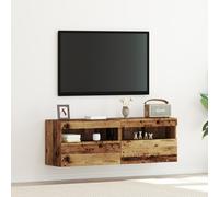 vidaXL Armadi da muro per TV con luci LED 2 pezzi in legno antico 60x30x40 cm