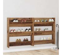 vidaXL Armadi per scarpe da muro 2 pcs Legno vecchio Legno multistrato
