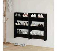 vidaXL Armadi per scarpe da muro 2 pcs Rovere nero Legno multistrato