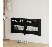 vidaXL Armadi per scarpe da muro 2 pcs Rovere nero Legno multistrato