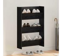 vidaXL Armadi per scarpe da muro Altro Rovere nero Legno multistrato