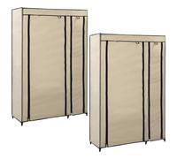 vidaXL Armadi Pieghevoli 2 pz Crema 110x45x175 cm in Tessuto