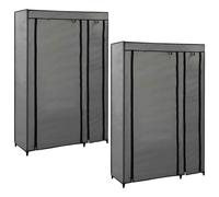 vidaXL Armadi Pieghevoli 2 pz Grigi 110x45x175 cm in Tessuto