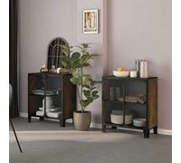 vidaXL Armadietti 2 pz Marrone Rustico 72x36x82 cm Metallo e MDF