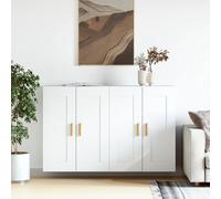 vidaXL Armadietti a Parete 2 pz Bianchi in Legno Multistrato