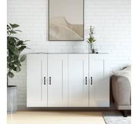 vidaXL Armadietti a Parete 2 pz Bianco Lucido in Legno Multistrato