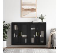 vidaXL Armadietti a Parete 2 pz Neri in Legno Multistrato