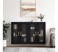 vidaXL Armadietti a Parete 2 pz Neri in Legno Multistrato