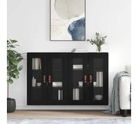 vidaXL Armadietti a Parete 2 pz Neri in Legno Multistrato