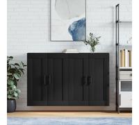 vidaXL Armadietti a Parete 2 pz Neri in Legno Multistrato