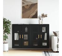 vidaXL Armadietti a Parete 2 pz Neri in Legno Multistrato