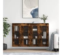 vidaXL Armadietti a Parete 2 pz Rovere Fumo in Legno Multistrato