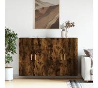 vidaXL Armadietti a Parete 2 pz Rovere Fumo in Legno Multistrato
