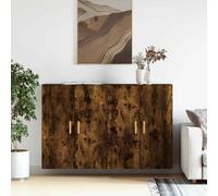 vidaXL Armadietti a Parete 2 pz Rovere Fumo in Legno Multistrato