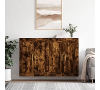 vidaXL Armadietti a Parete 2 pz Rovere Fumo in Legno Multistrato