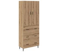 vidaXL Armadietti Artisan Rovere, 69,5 x 34 x 180 cm, legno e vetro, moderno mobile alto, design rettangolare, ideale per la casa, mobili in legno costruito, soluzione minimalista per il soggiorno