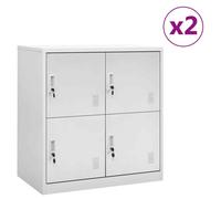 vidaXL Armadietti con Chiave 2 pz Grigio Chiaro 90x45x92,5 cm Acciaio