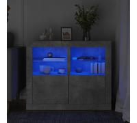 vidaXL Armadietti con Luci LED 2pz Grigio Cemento in Legno Multistrato