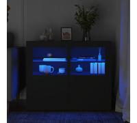 vidaXL Armadietti con Luci LED 2pz Neri in Legno Multistrato