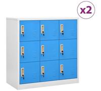 VIDAXL - Armadietti E Chiavi 2pz Grigio Chiaro Blu 90x45x92,5cm Acciaio