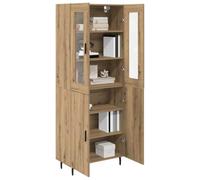 vidaXL Armadietto 2 pezzi in legno e vetro in rovere artigianale ingegnerizzato, soluzioni di stoccaggio eleganti per soggiorno, mensole moderne rettangolari da parete, legno ingegnerizzato per