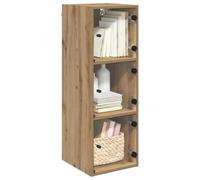 vidaXL Armadietto a Muro Rovere Artigianale 35 x 37 x 102 cm, Armadio da Soggiorno, Rettangolare, Moderno, Robusto, a Parete, con Porta in Vetro, salvaspazio, unità per la casa