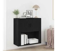 vidaXL Armadietto a muro con lo scaffale Rovere Nero 80 x 33 x 80 cm