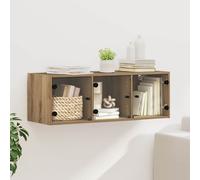 vidaXL Armadietto a Muro Rovere Artigianale 102 x 37 x 35 cm, Soggiorno, Mobile Moderno da Parete, Design Rettangolare, Soluzione di stoccaggio Resistente, Porta in Vetro, unità compatta