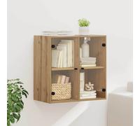 vidaXL Armadietto a Muro Rovere Artigianale 68 x 37 x 68,5 cm, Mobiletto Moderno da Muro, armadietto in Legno Resistente con Porte in Vetro, Soluzione Pratica per Gli spazi