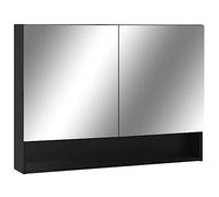 vidaXL Armadietto a Specchio con LED Nero 80x15x60 cm in MDF