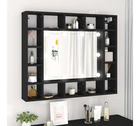 vidaXL Armadietto a Specchio con LED Nero 91x15x76,5 cm