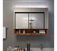 vidaXL Armadietto a Specchio con LED Rovere 80x15x60 cm in MDF