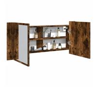 vidaXL Armadietto a Specchio con LED Rovere Fumo 100x12x45 cm
