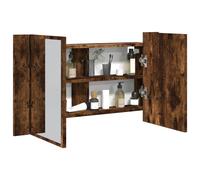 vidaXL Armadietto a Specchio con LED Rovere Fumo 80x12x45cm Acrilico