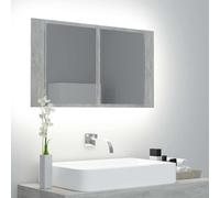 vidaXL Armadietto a Specchio con Luci LED Grigio Cemento in Acrilico
