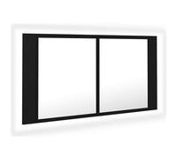 AX Mobiletto Bagno Specchio Acrilico LED Illuminato 90x12x45cm Ripiani 0K 804973