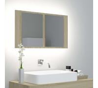 vidaXL Armadietto a Specchio con Luci LED Rovere Sonoma in Acrilico