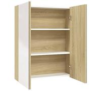 vidaXL Armadietto a Specchio per Bagno 60x15x75 cm MDF Bianco e Rovere