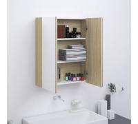 vidaXL Armadietto a Specchio per Bagno 60x15x75 cm MDF Bianco e Rovere