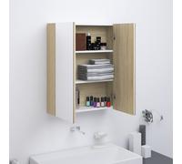 vidaXL Armadietto a Specchio per Bagno 60x15x75 cm MDF Bianco e Rovere